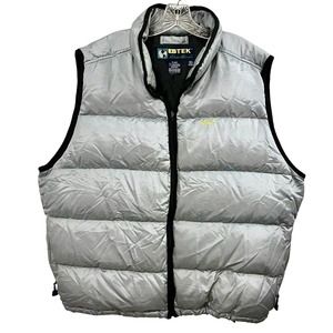 Eddie Bauer EBTEK Vintage Mens Goose Down Insulated Vest Silver w/ Blk Trim XXL